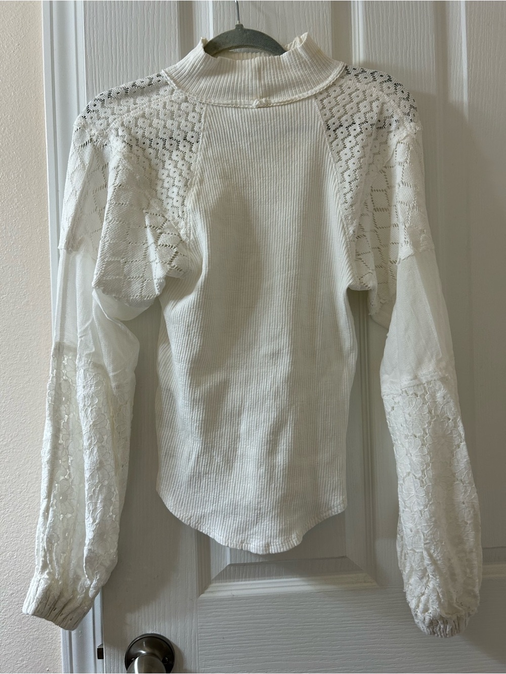 Free People Cream Ribbed Knit top - Picture 3 of 3